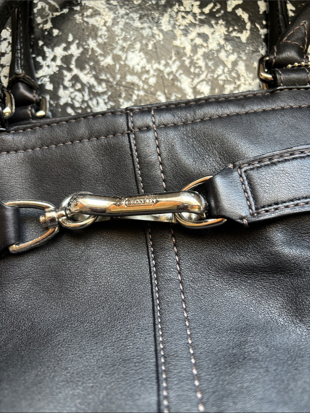 Coach Hampton Black Leather Carryall Satchel with Silver Hardware - Picture 8 of 13